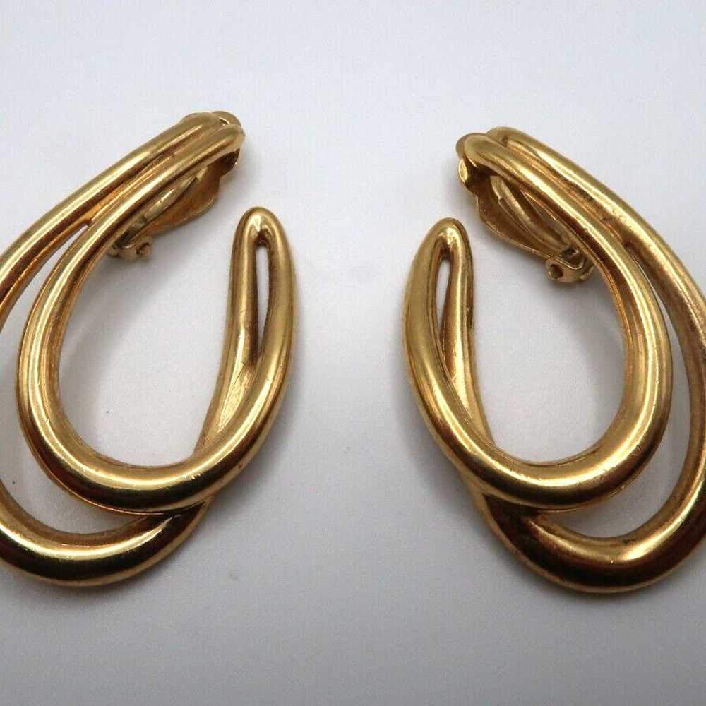 Large Vintage Gold GIVENCHY Hook Dangle Clip Earr… - image 6