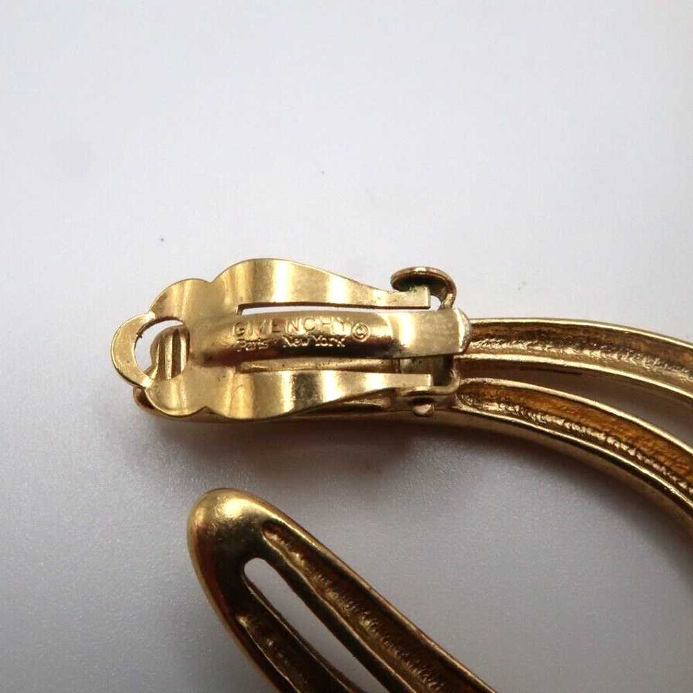 Large Vintage Gold GIVENCHY Hook Dangle Clip Earr… - image 7