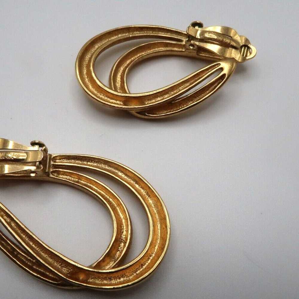 Large Vintage Gold GIVENCHY Hook Dangle Clip Earr… - image 8