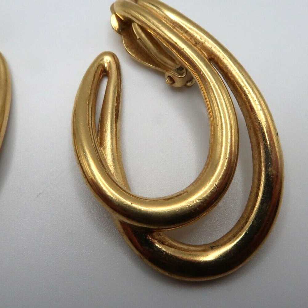 Large Vintage Gold GIVENCHY Hook Dangle Clip Earr… - image 9