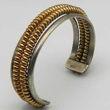 TAHE NAVAJO STERLING CUFF WITH 12KT GF GOLD DOUBLE