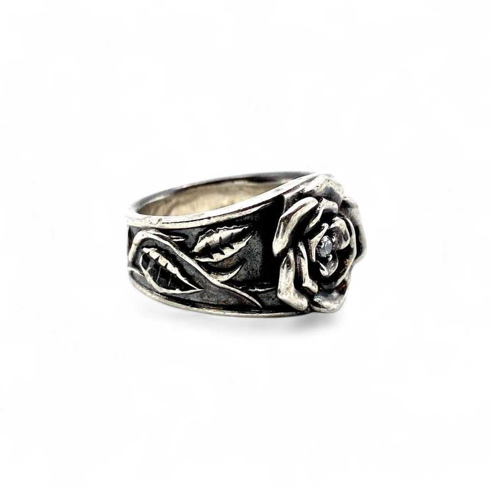 【Masterpiece】 Silver 925 Engraved Ring Size 12 Ro… - image 2