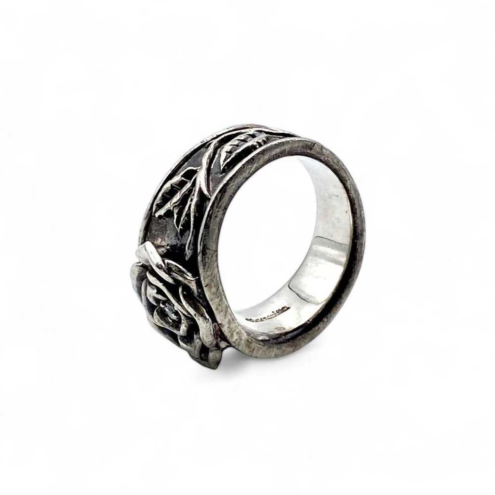 【Masterpiece】 Silver 925 Engraved Ring Size 12 Ro… - image 8