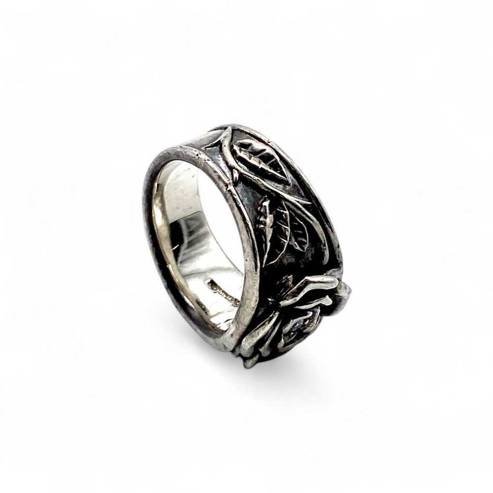 【Masterpiece】 Silver 925 Engraved Ring Size 12 Ro… - image 9