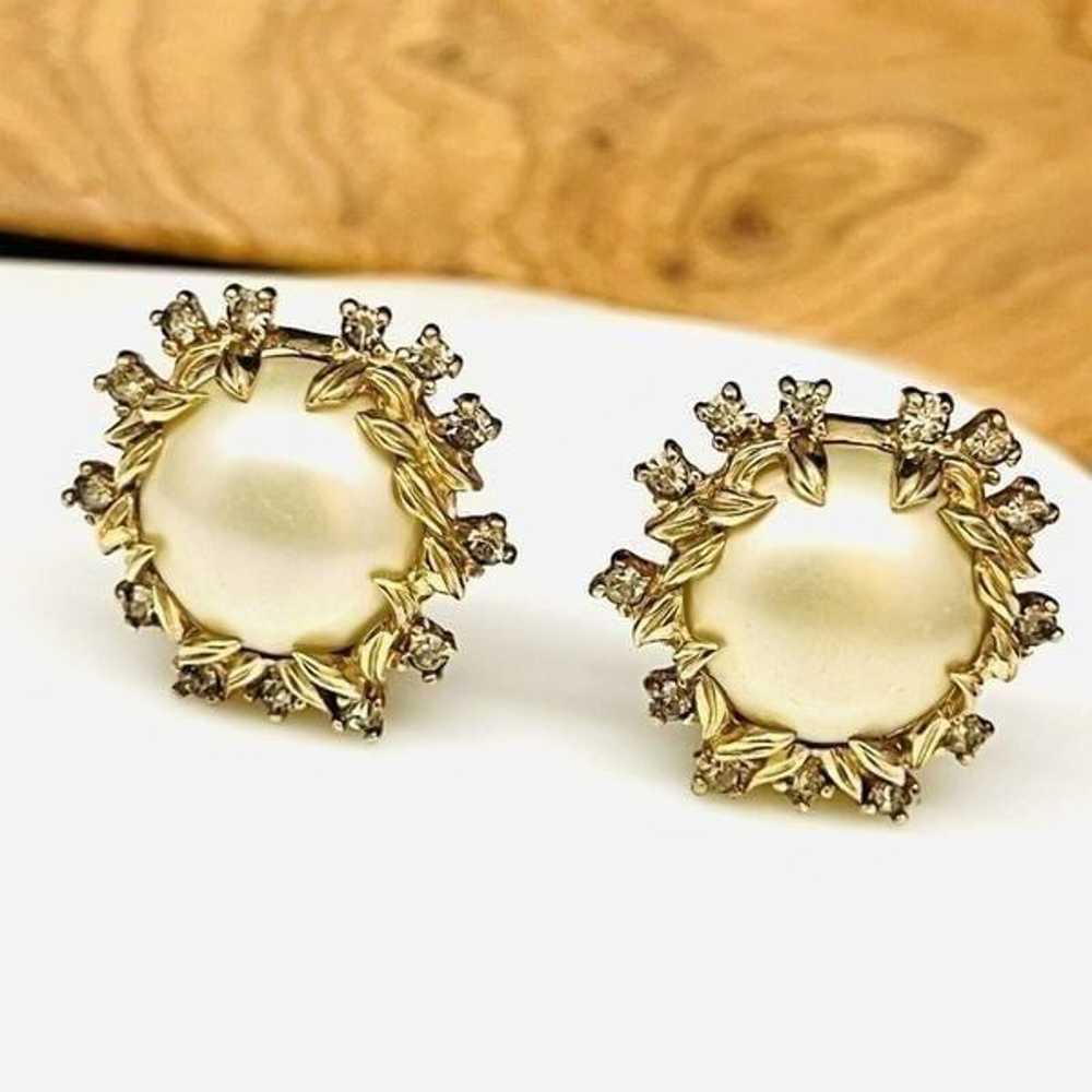 Vintage RARE 50s JOMAZ Mazer Gold Clear Rhineston… - image 1