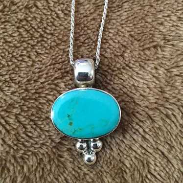 VTG Blue Turquoise Sterling Silver TAXCO Necklace