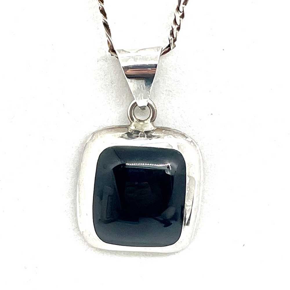 Sterling Taxco TM-286 Onyx Necklace - image 1