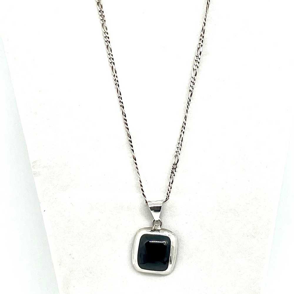 Sterling Taxco TM-286 Onyx Necklace - image 2