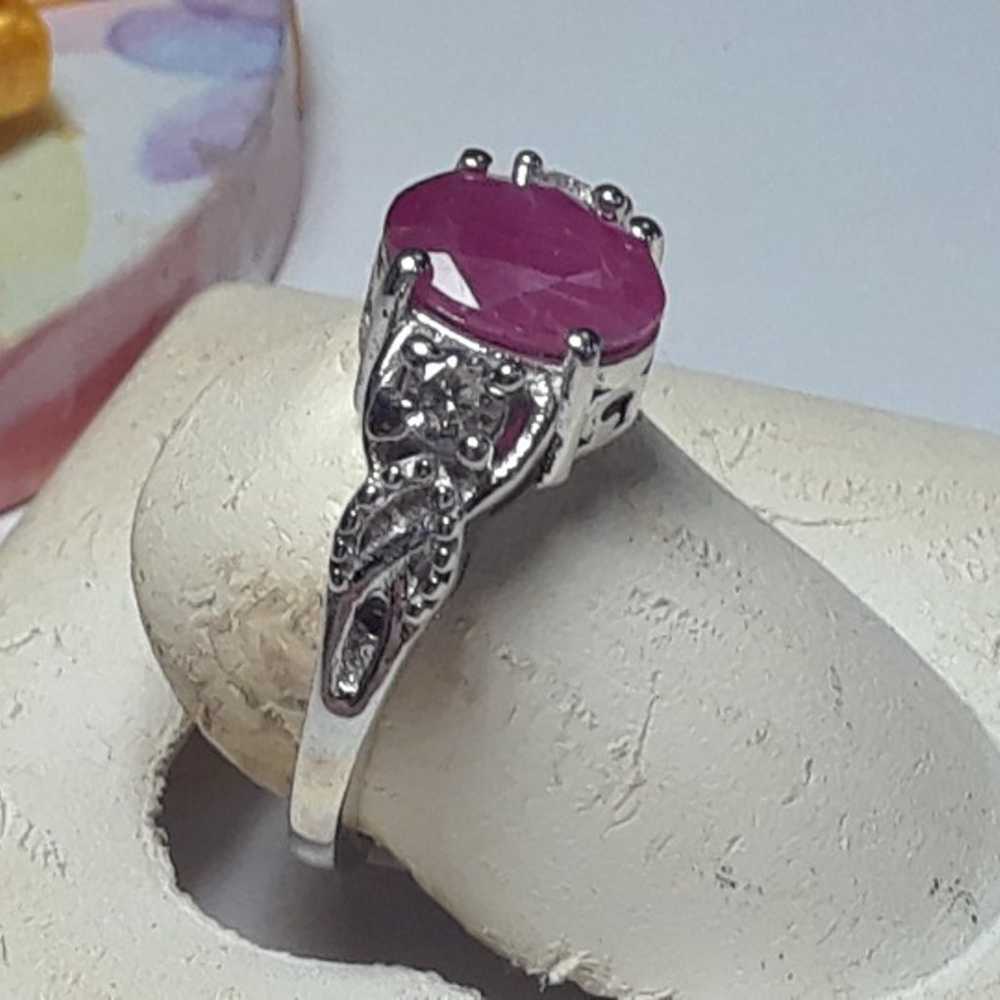 Estate 1.65cttw Natural Oval Ruby & Rd CZ Victori… - image 2