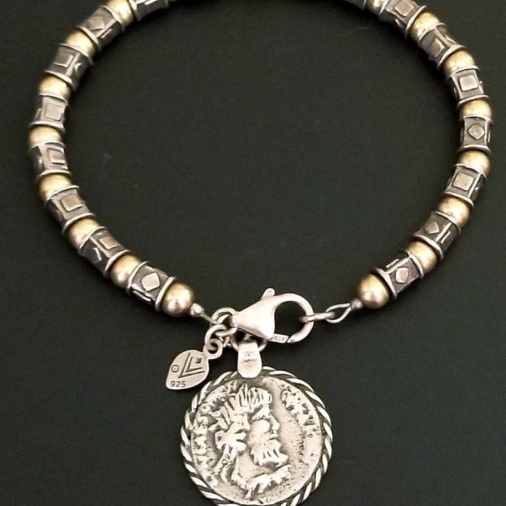 Silpada Sterling Silver & 14k Gold Coin Bracelet - image 1