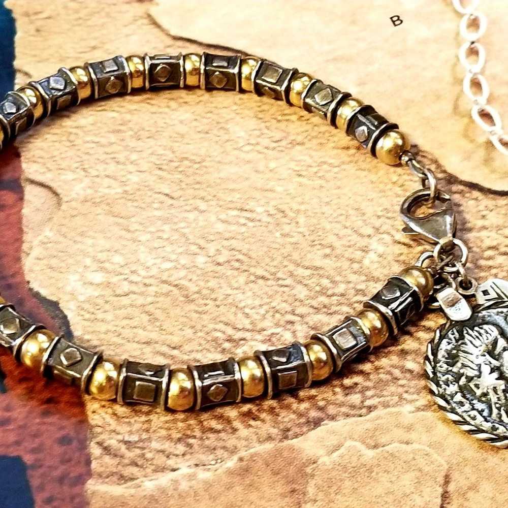 Silpada Sterling Silver & 14k Gold Coin Bracelet - image 2