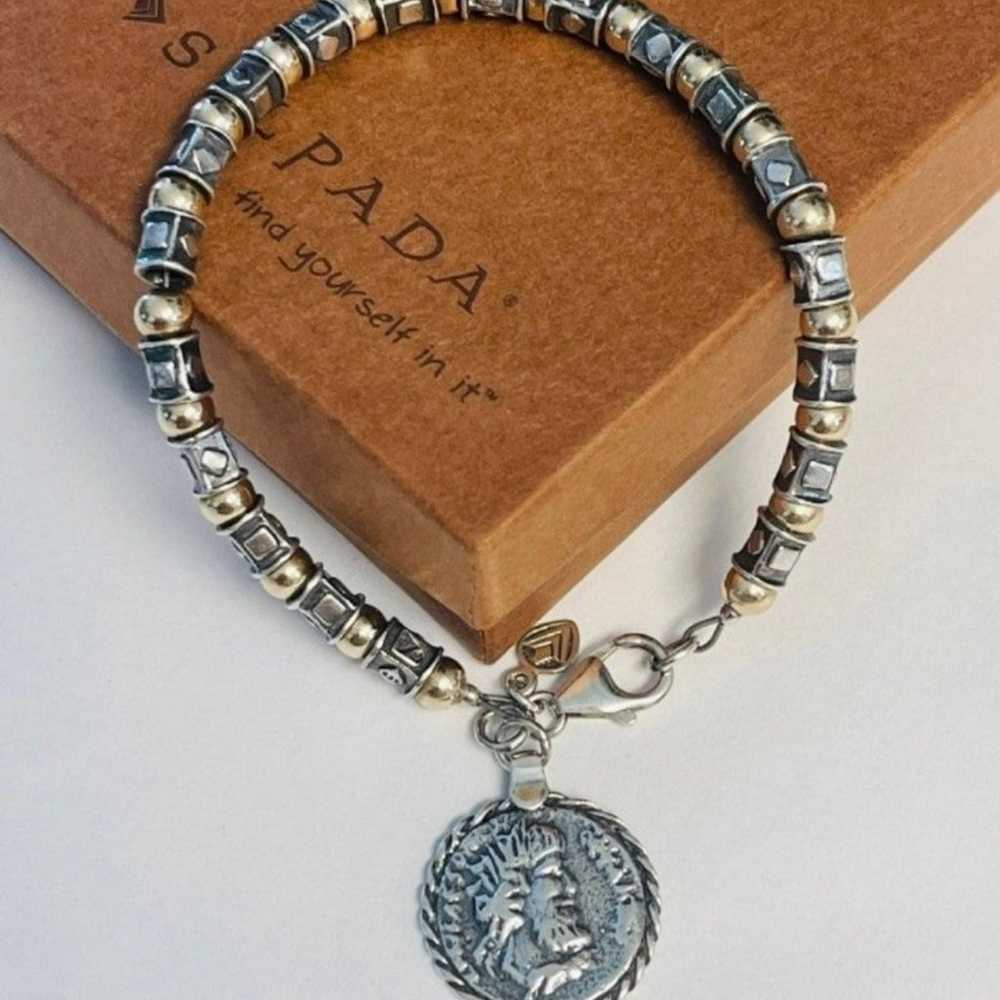 Silpada Sterling Silver & 14k Gold Coin Bracelet - image 3