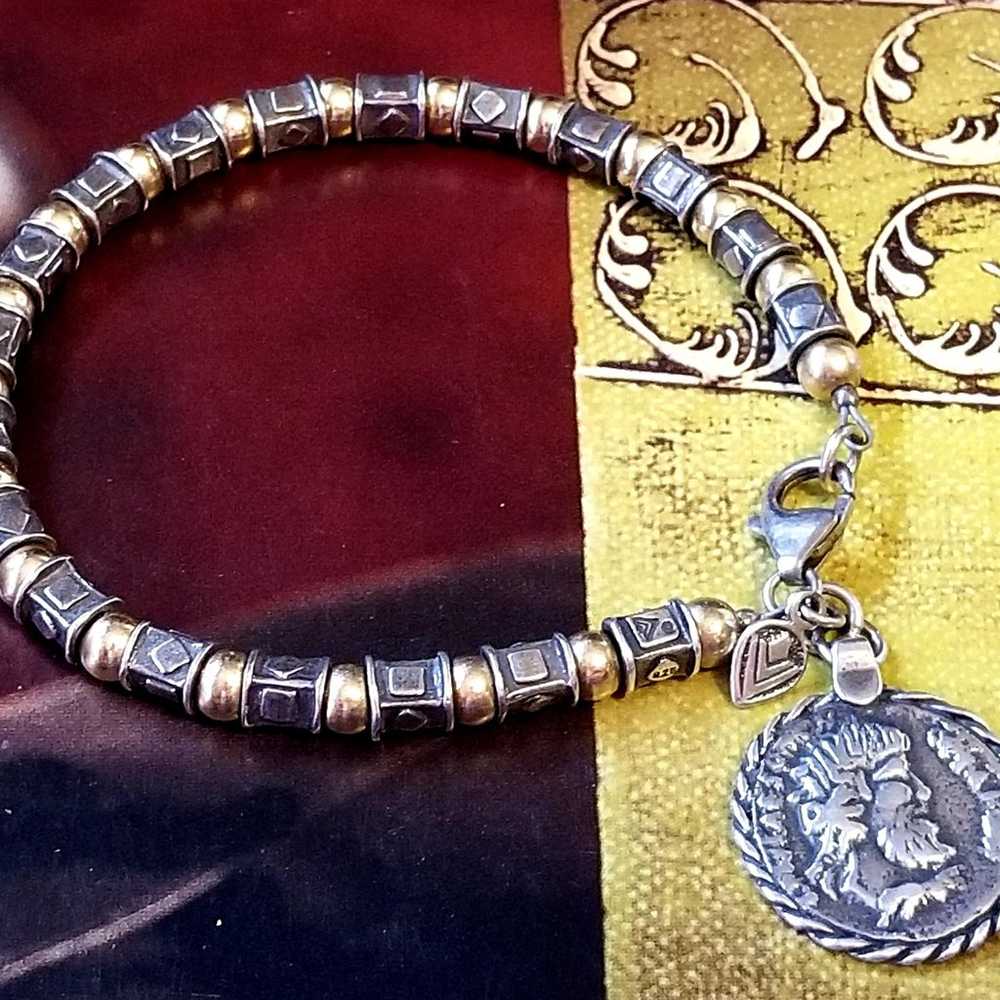 Silpada Sterling Silver & 14k Gold Coin Bracelet - image 4