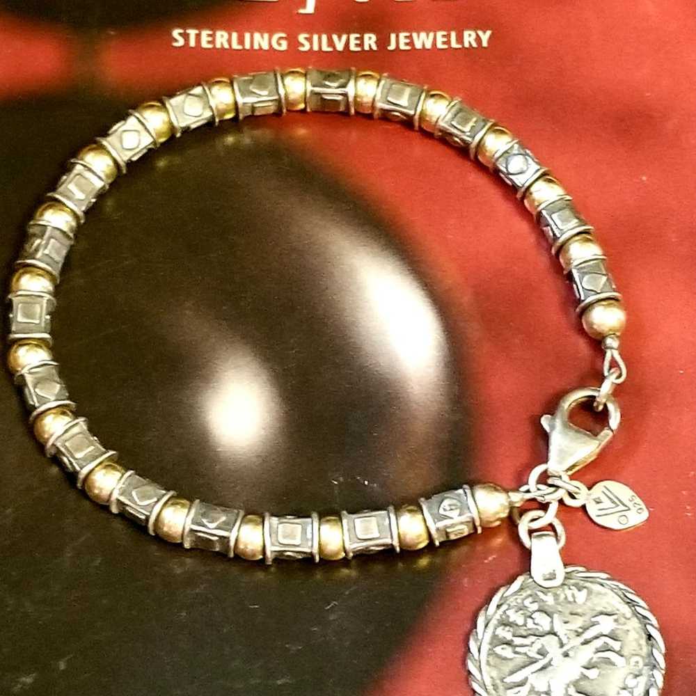 Silpada Sterling Silver & 14k Gold Coin Bracelet - image 6