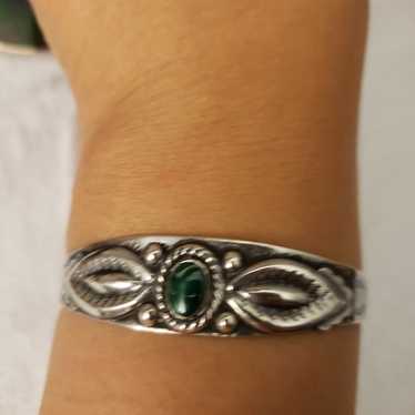 Vintage Sterling Silver Turquoise Cuff - image 1