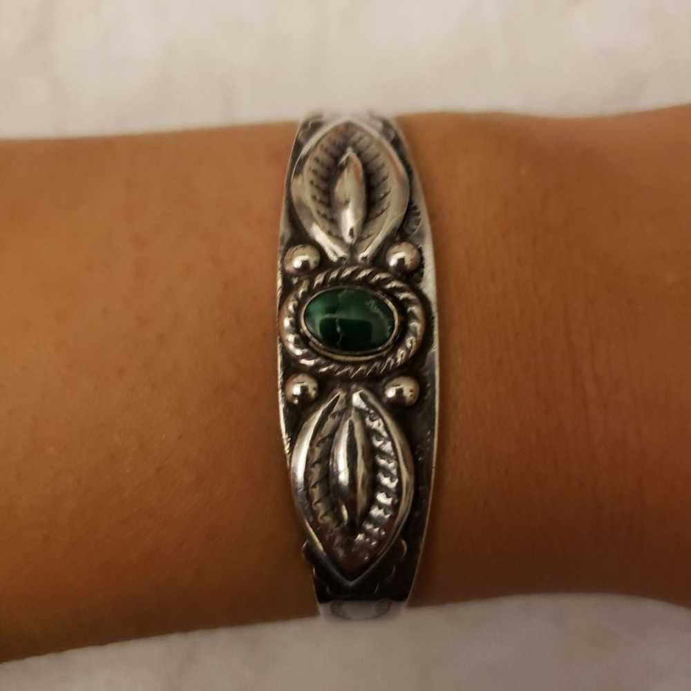 Vintage Sterling Silver Turquoise Cuff - image 3