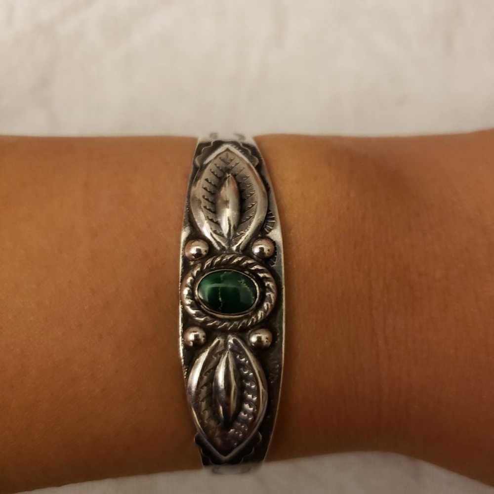 Vintage Sterling Silver Turquoise Cuff - image 5