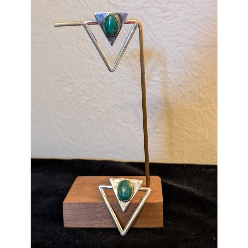 Vintage Navajo Handmade Sterling Silver Malachite… - image 6