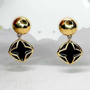 Vintage Givenchy Paris Clip on Earrings Gold Tone… - image 1