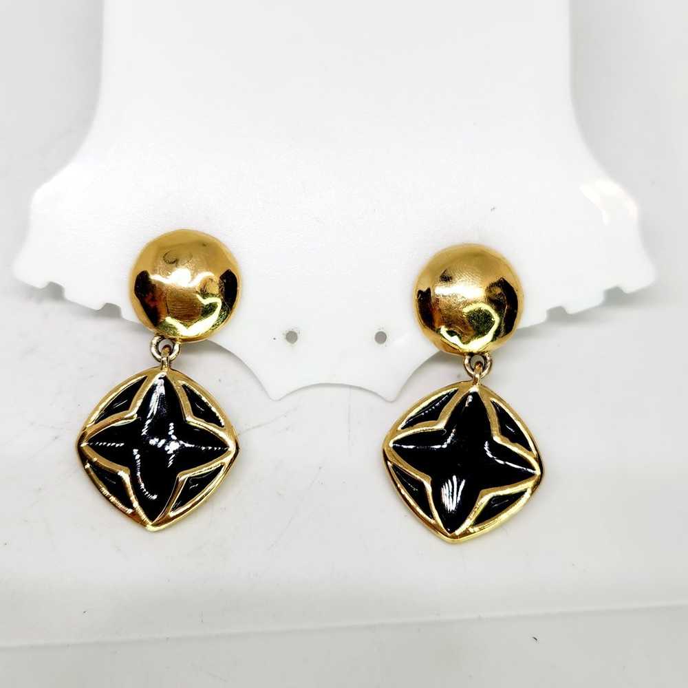 Vintage Givenchy Paris Clip on Earrings Gold Tone… - image 2