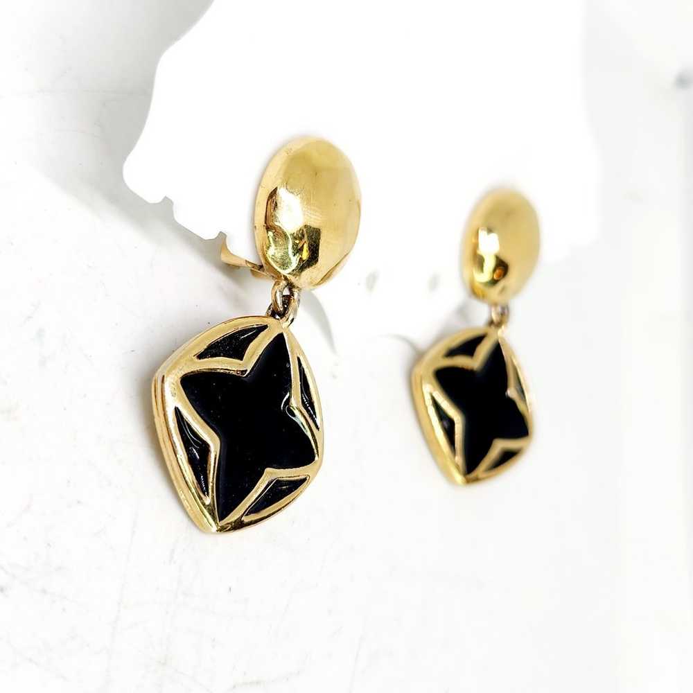 Vintage Givenchy Paris Clip on Earrings Gold Tone… - image 3