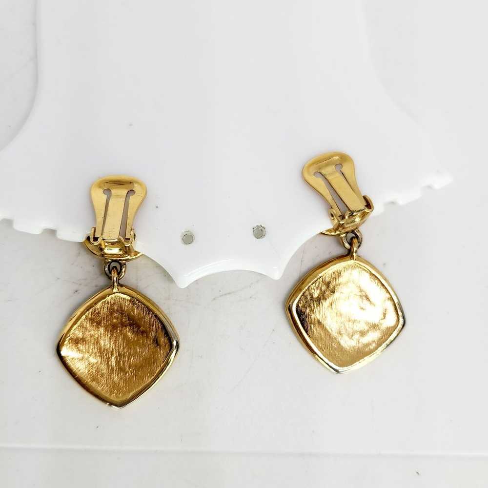 Vintage Givenchy Paris Clip on Earrings Gold Tone… - image 4