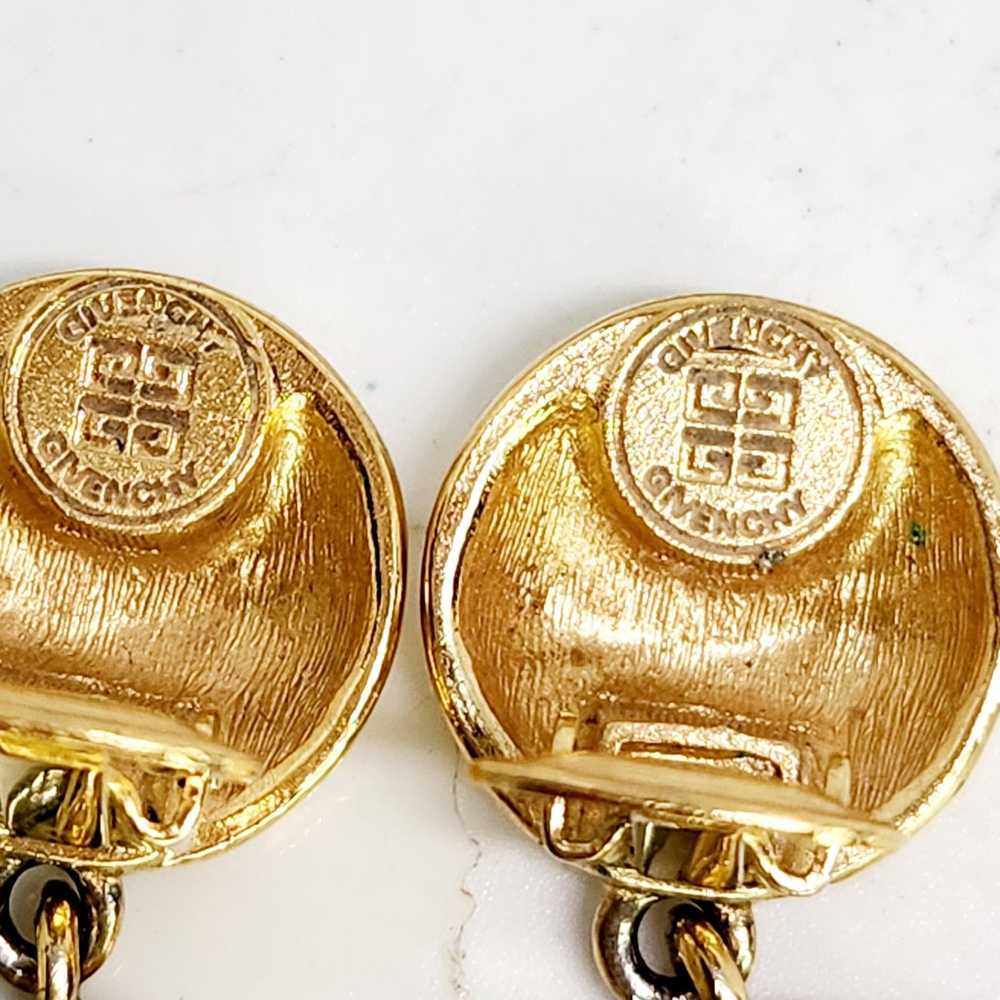 Vintage Givenchy Paris Clip on Earrings Gold Tone… - image 6