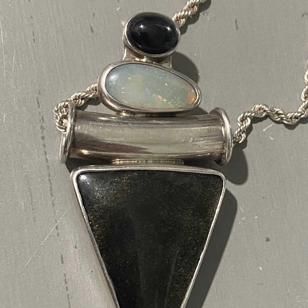 Rare find Charles Albert obsidian and Opal pendan… - image 2