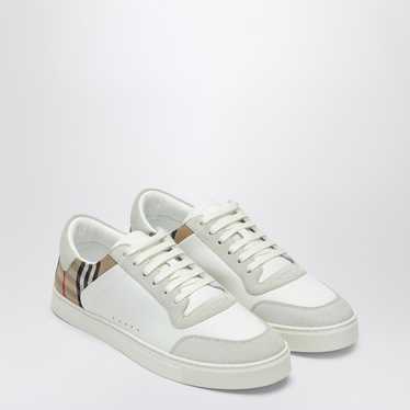 Burberry Burberry White And Check Leather Sneakers