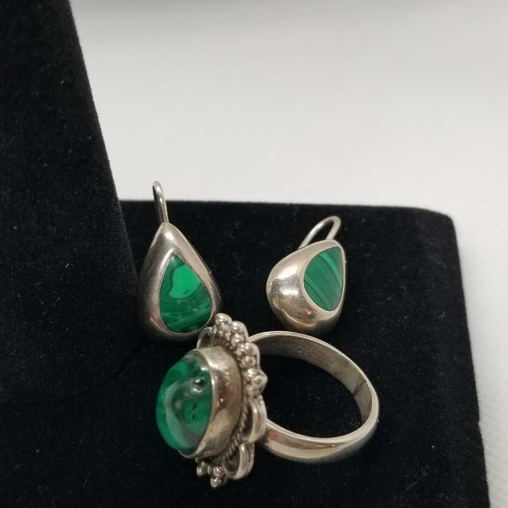 Sterling Silver and Malachite Jewelry Group - image 3