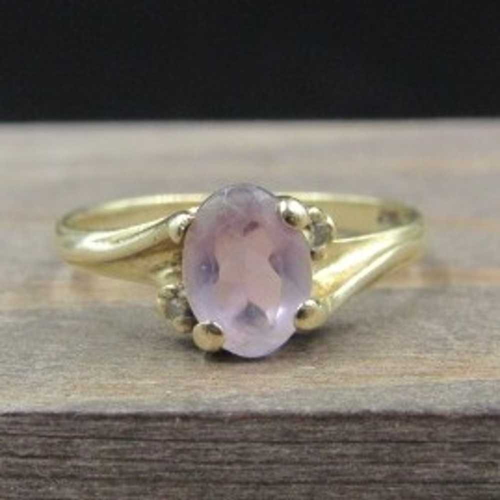 Size 5.25 10K Gold Cloudy Amethyst Ring - image 1