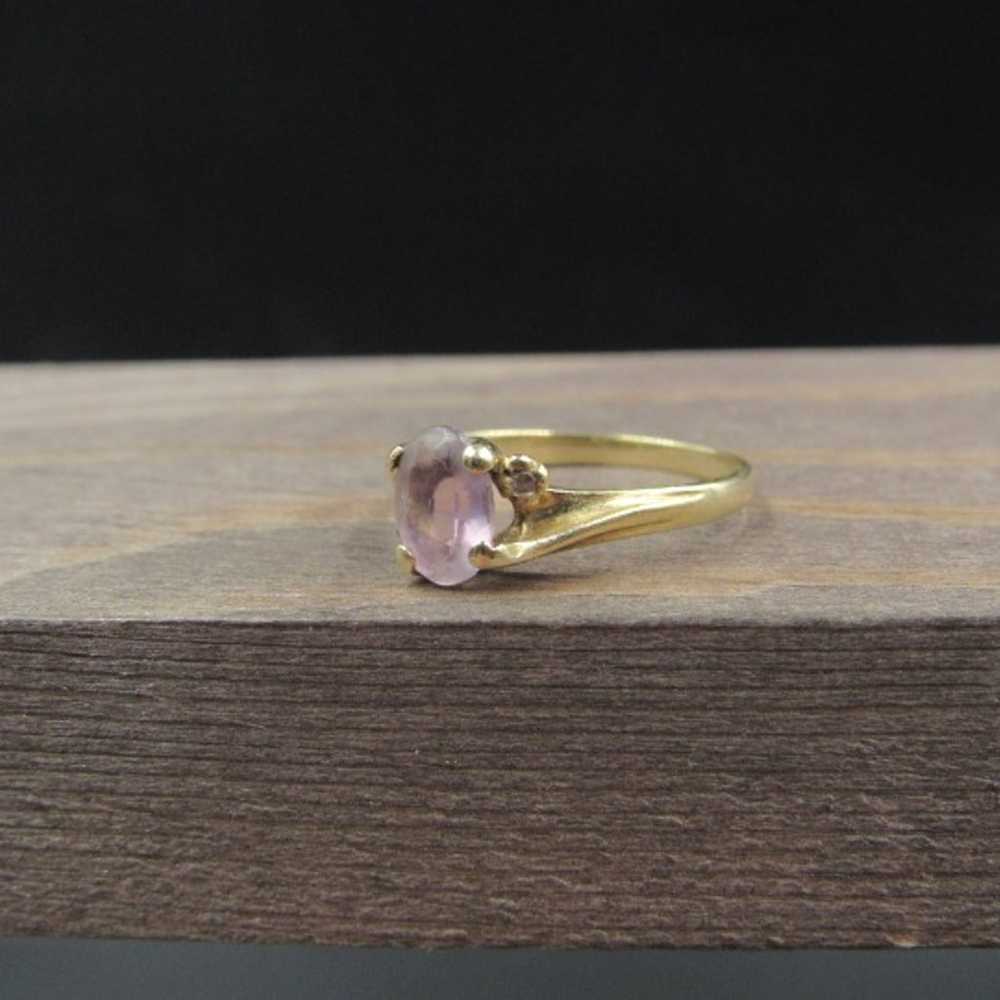 Size 5.25 10K Gold Cloudy Amethyst Ring - image 2