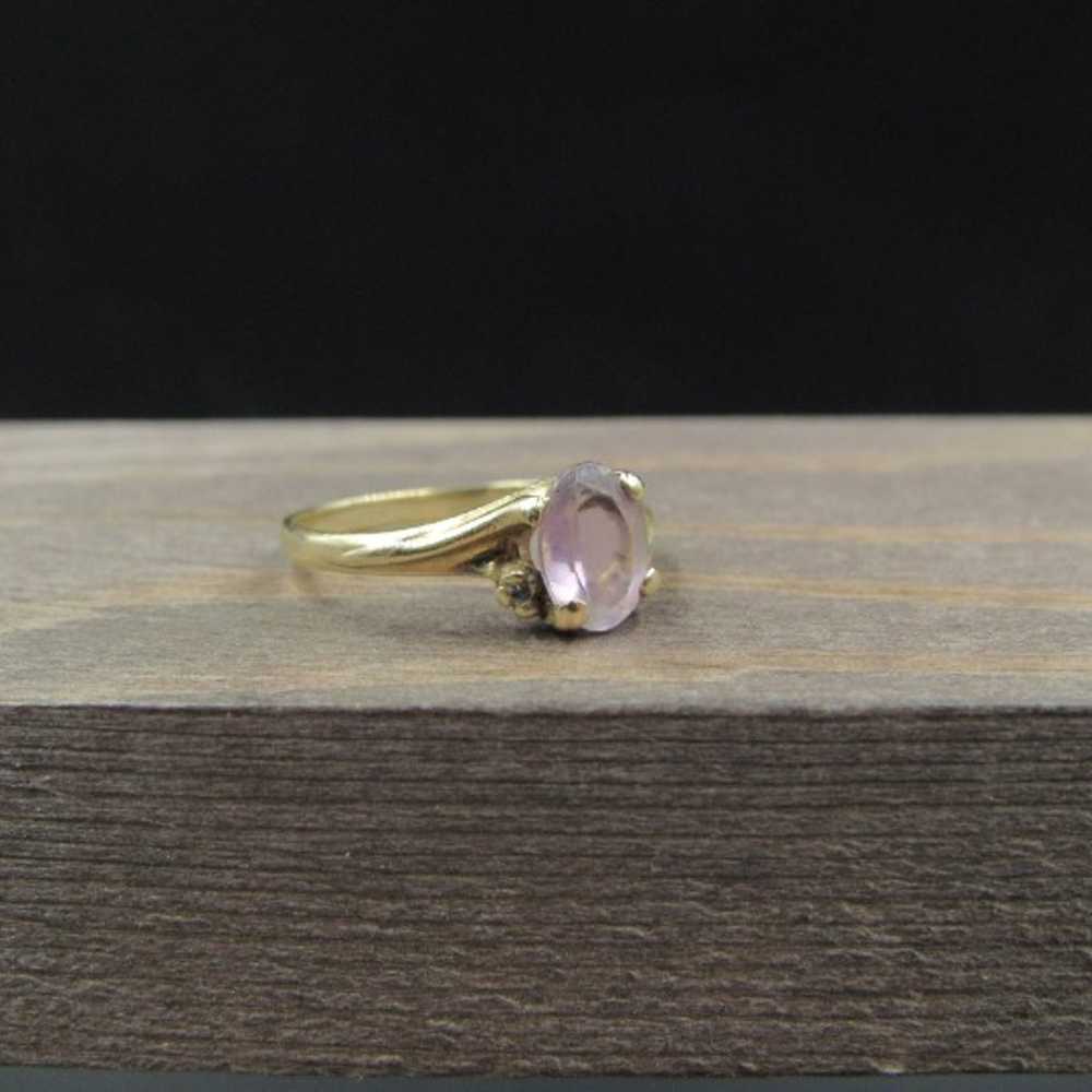 Size 5.25 10K Gold Cloudy Amethyst Ring - image 3