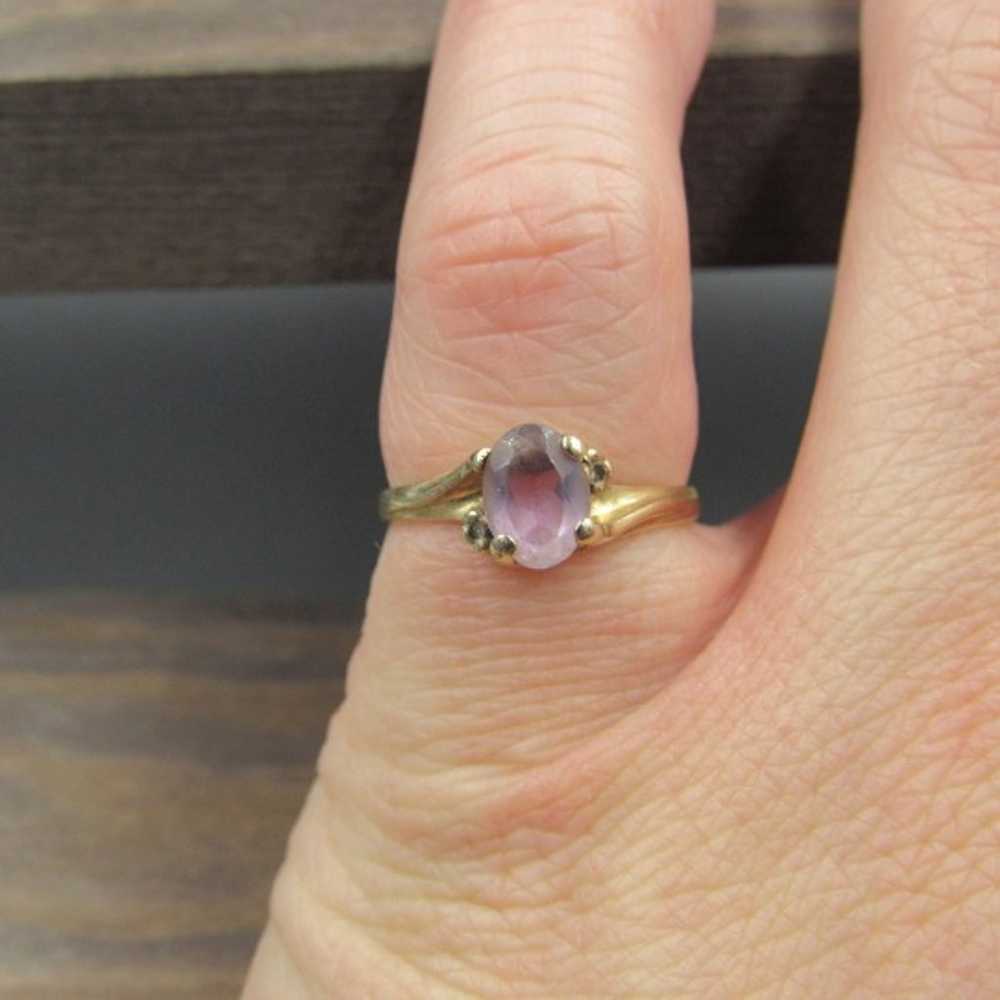 Size 5.25 10K Gold Cloudy Amethyst Ring - image 4