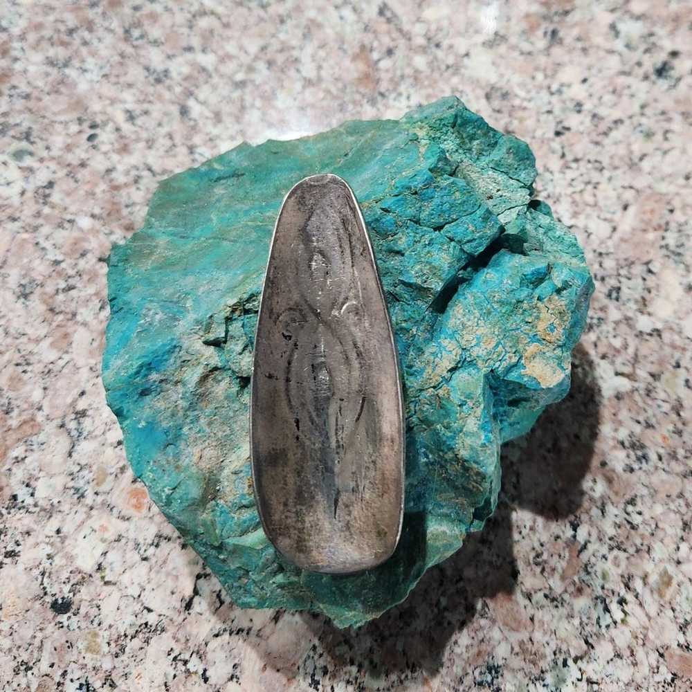 Vintage Navajo Authentic Turquoise Silver Fingern… - image 4