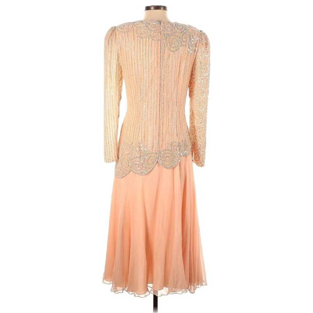 Vintage 80s Sylvia Ann Blush Pink Drop Waist Even… - image 2