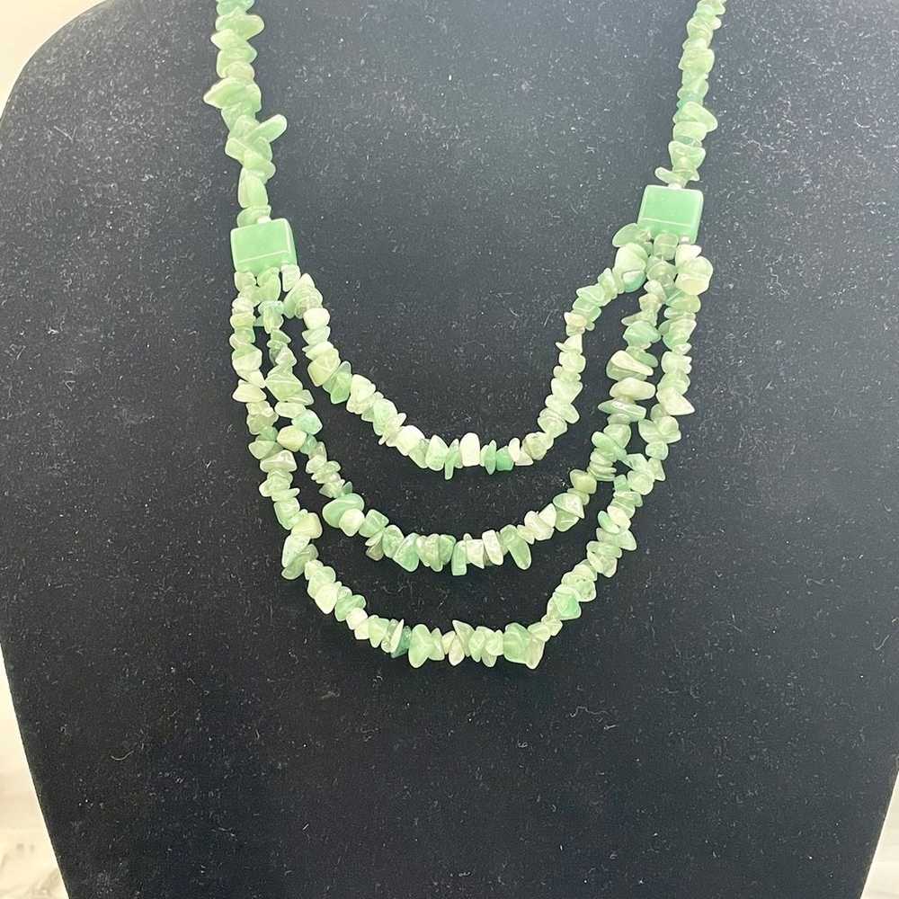 Vintage Jade Nugget Multistrand Necklace - image 1