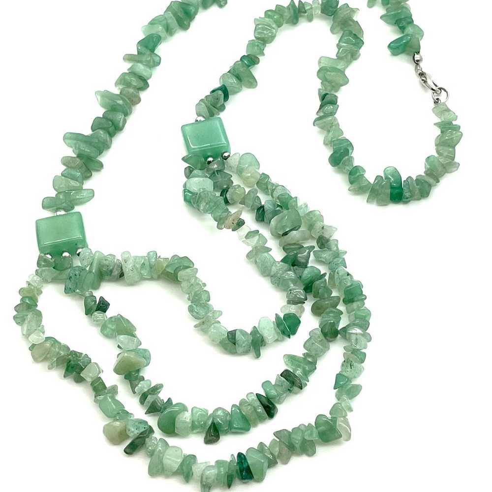 Vintage Jade Nugget Multistrand Necklace - image 2