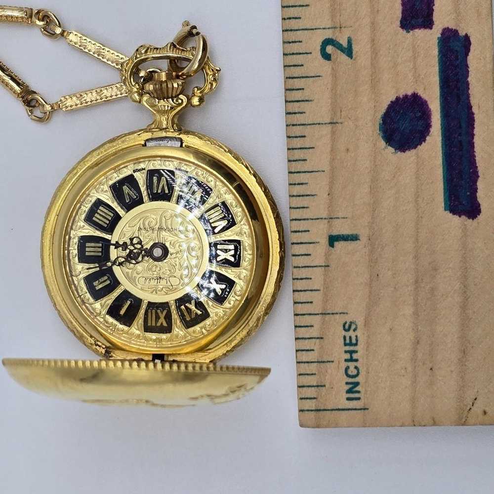 Sheffield Hand  Gold tone Cameo Case Watch Pendan… - image 11