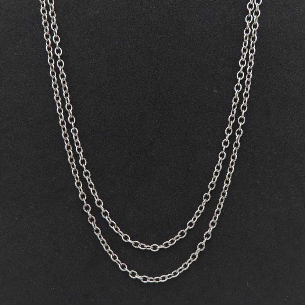 Tiffany Double Chain Silver Necklace 2 Strands HH… - image 1