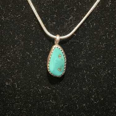 Turquoise necklace. Sterling silver wire wrap neck