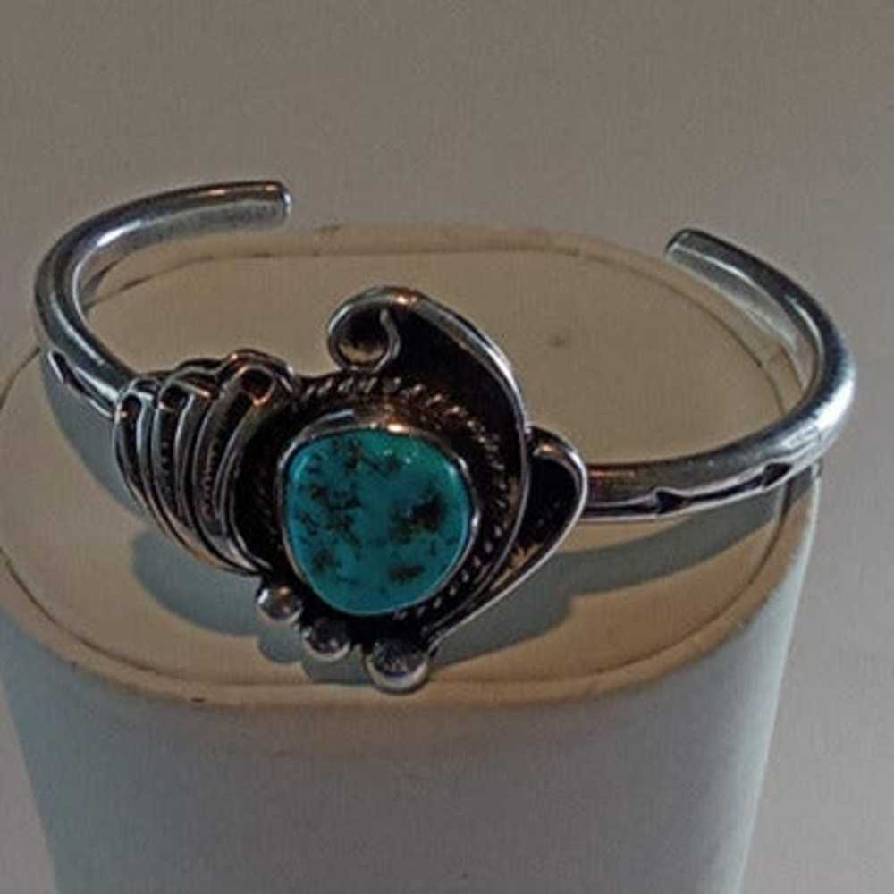 Vintage Turquoise Flower Bracelet - image 1