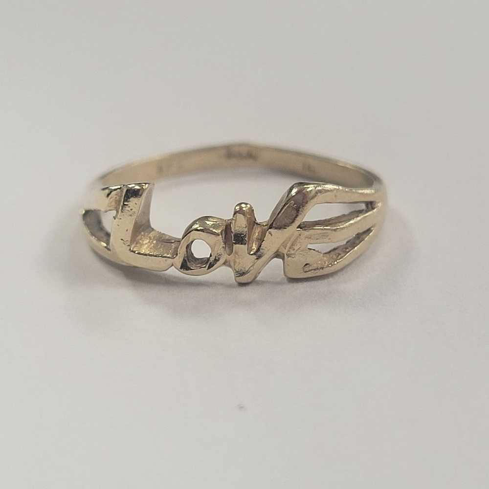 5 1/2 vintage 14k gold love ring - image 1