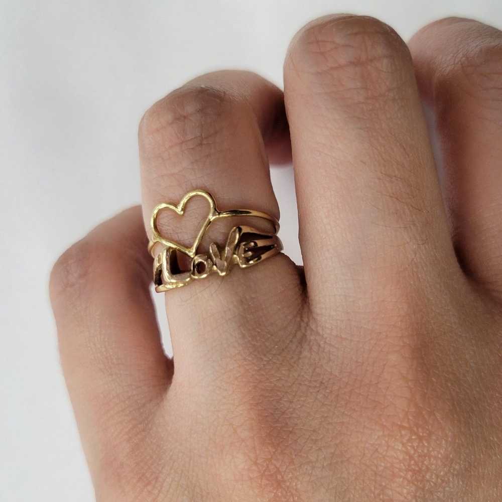 5 1/2 vintage 14k gold love ring - image 2