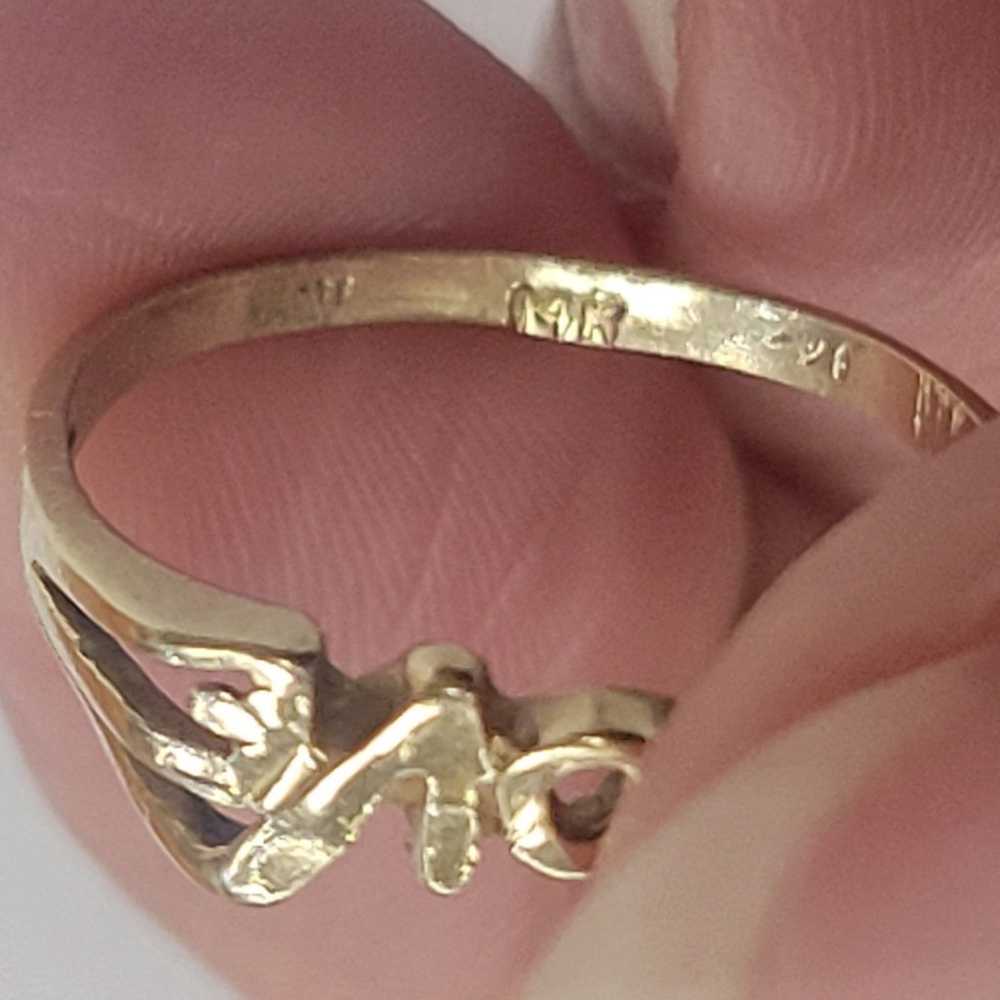 5 1/2 vintage 14k gold love ring - image 3