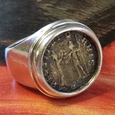 RARE Silpada Sterling Silver Roman Coin Ring, Size