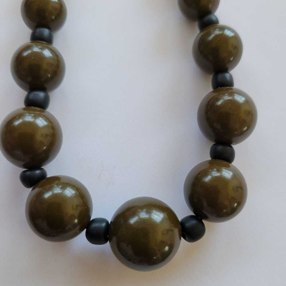 Vintage Dark Green Bakelite Graduated Beads with … - image 2