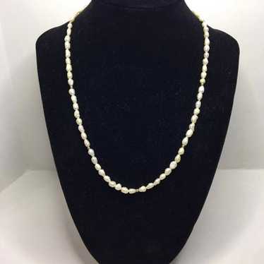 Vintage 14k gold bead pearl necklace - image 1