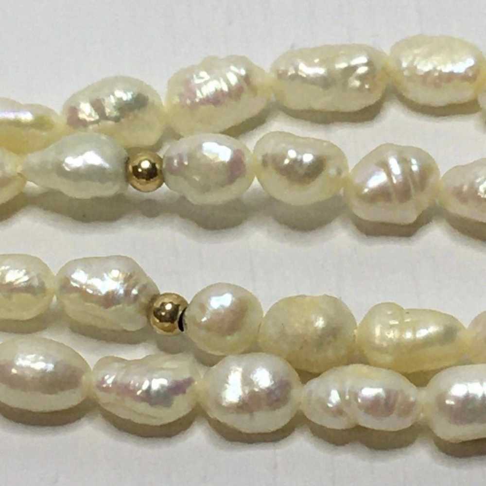 Vintage 14k gold bead pearl necklace - image 5