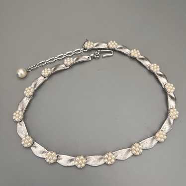 Vintage CROWN TRIFARI Birthday Faux Pearl RIBBON BRACELET offers Silver Tone